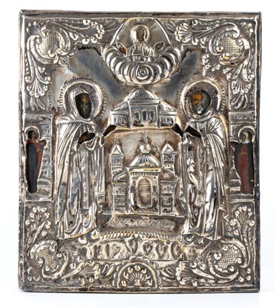 Icona russa con santi Tula (?) XIX secolo Tempera su tavola Altezza x...