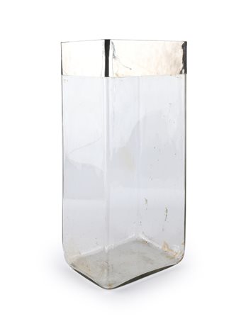 Portaombrelli in vetro con fascia in metallo argentato pianta rettangolare...