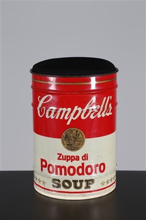 GAVINA SIMON Bidone sgabello in latta verniciata, omaggio a Andy Warhol,...