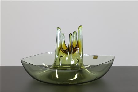 ZUCCHERI TONI (1937 - 2008) Grande vaso Vulcano color ambra, per Veart, anni...