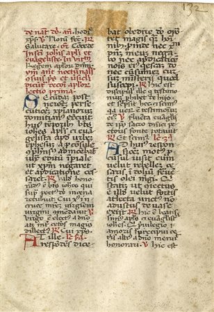 Raccolta di 6 pergamene.XIV-XV secolo.Manoscritti a inchiostro nero, rosso e...