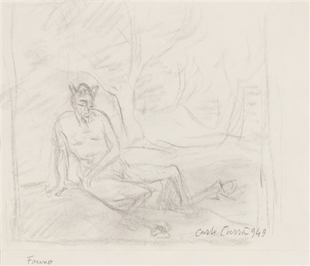 CARLO CARR&Agrave; (1881-1966) Fauno, 1949 Matita su carta cm 24,5x19,2...