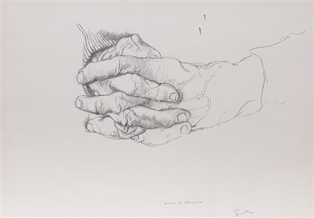 RENATO GUTTUSO (1911-1987) Mani di Moravia (Study of the hands of Alberto...