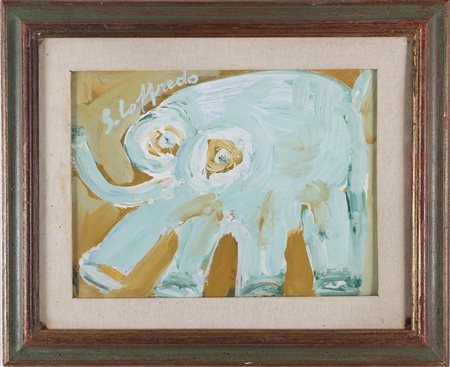 LOFFREDO SILVIO (n. 1921) Elefante. . Olio su tela . Cm 40,00 x 30,00. Firma...