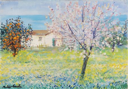 CASCELLA MICHELE (1892 - 1989) Paesaggio Abruzzese. Olio su tela . Cm 50,00 x...