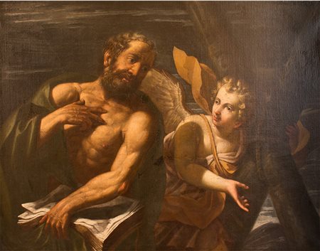 Italia Centrale Dipinto raffigurante "Sant'Andrea e un angelo con la croce...