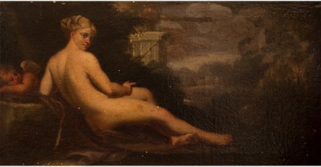 Scuola veneta Dipinto raffigurante "Venere e cupido" II metà XVII sec. Olio...