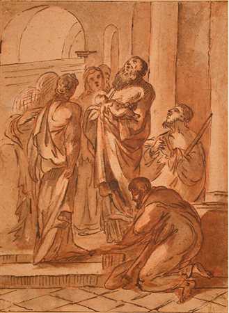 Pier Francesco Mola Disegno raffigurante "Presentazione al tempio" II metà...