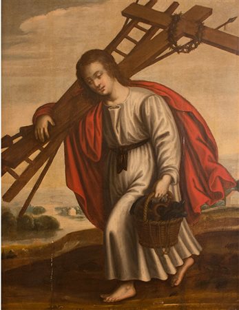 Ambito Italia Centrale Dipinto raffigurante "Cristo portacroce" XVIII sec....