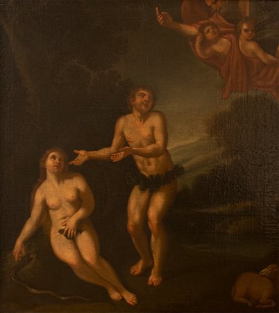 Scuola italiana Dipinto raffigurante "Cacciata dal paradiso (Adamo ed Eva)"...