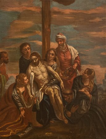 Scuola veneta Dipinto raffigurante "Deposizione" II metà XVII sec. Olio su...
