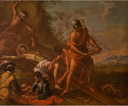 Scuola italiana Dipinto raffigurante "Crocifissione" fine XVII-inizi XVIII...