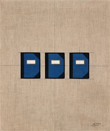 TINO STEFANONI 1937 I registri blu, anni ‘70 Tecnica mista su tela, cm. 70 x...