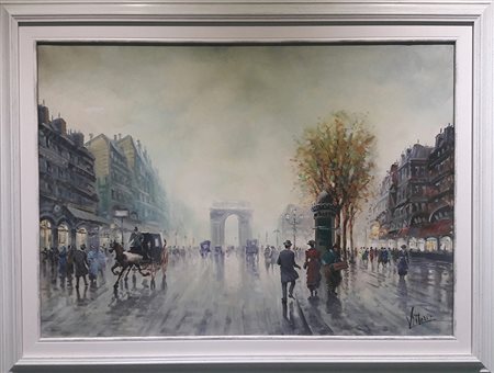 Vittorini "Scorcio parigino con Arch de Triomphe" - Olio su tela - cm 50x70 -...