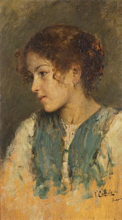 Vincenzo Caprile (Napoli 1856 - 1936) "Fanciulla" olio su tavola (cm 28x18)...