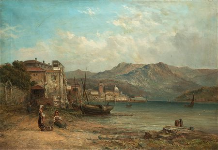 Alfred Pollentine (1836 - 1890) "Veduta fantastica della citt‡ di Como dal...