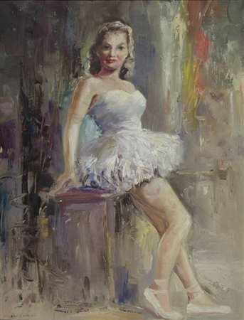 Nicola Biondi 1866-1929 "Ballerina" cm. 47x36 - olio su tela Firmato b. a s.