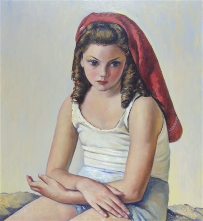 Dyalma Stultus 1901-1977 "Ritratto della figlia Selma" cm. 60x54 - olio su...