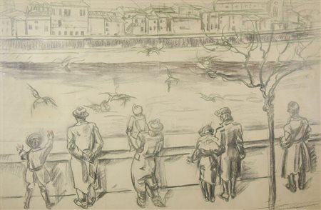 Giovanni Craglietto Verteneglio 1889-Trieste 1975 Lotto di 2 grandi disegni a...