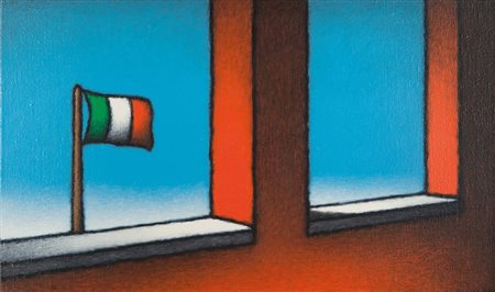 TINO STEFANONI (1937-) Paesaggio con bandiera 1988acrilico su tela cm...