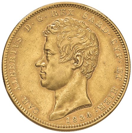 SAVOIA. Carlo Alberto (1831-1849). 100 lire 1834 Torino. Pagani 139. Oro. Bel BB