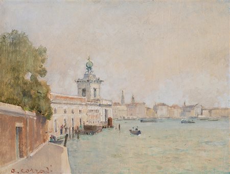 Alfonso Corradi (Castelnovo di Sotto 1889 - Milano 1972) "Venezia" 1968 olio...