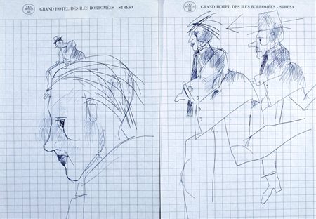 TADINI EMILIO (Milano 1929 - Milano 2002) ""Figure"" Biro su carta cm. H:...