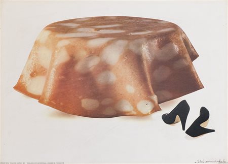 ARMANDO TESTA (1917-1992) Tavolo con scarpine, 1980 Poster pubblicitario cm...