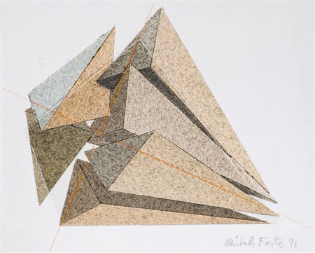 MICHELE FESTA (1932) Senza titolo, 1991 Collage e tecnica mista su cartoncino...