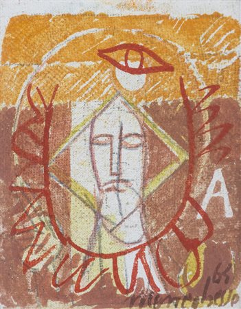 PAOLO MENEGHESSO (1932) Senza titolo, 1964 Olio su tela riportata su tavola...