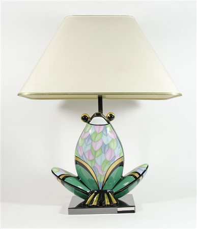 Manifattura Artistica Le Porcellane: lampada da tavolo con figura di rana in...