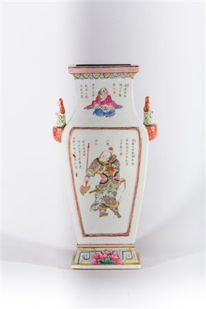 Arte Cinese Vaso in ceramica dipinto con guerrieri ed iscrizioni Cina,...