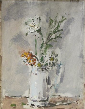 DE PISIS, Dipinto olio su tavola "Fiori nella brocca" 1951 ca. Archivio...