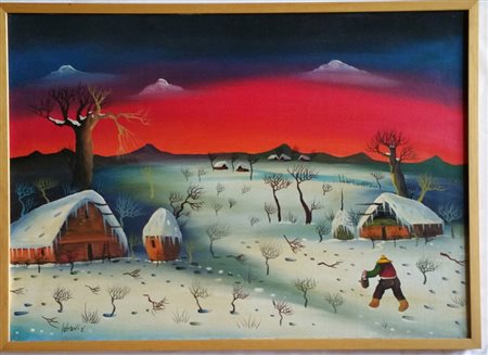 Lebavic "Paesaggio sotto la neve" - Olio su tela - cm 50x70 - Firma...