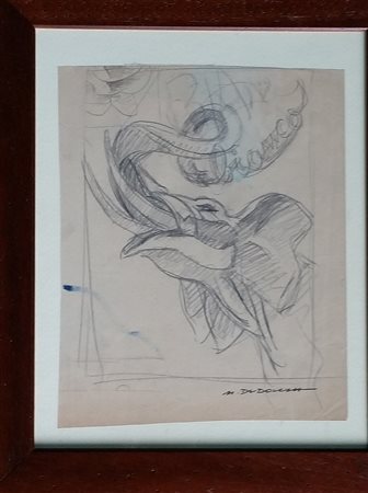 Marcello Dudovich "Elefante" - Matita su carta - cm 24x20 ca - Firma...