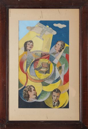 D'ANNA GIULIO (1908 - 1978) Senza titolo. Tecnica mista e collage su carta....