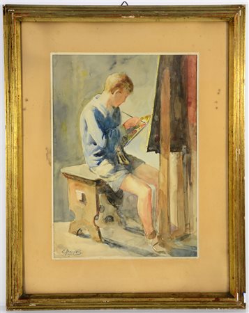 Eraldo Moscatelli (Carate Brienza 1900) "Tentativi" 1932, X E.F. acquerello...