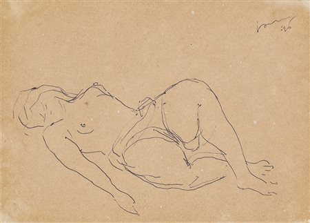 LUCIO FONTANA (1899-1968)Nudo femminile, 1946Inchiostro su cartacm 16x22Firma...