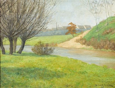Gustave Heinrich Munch, Senza titolo, 1908 Olio su tela, cm. 46x60 Firma in...