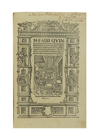 QUINTILIANO, Marco Fabio (35-100 d.C:) - Institutionum Oratoriarum libri...