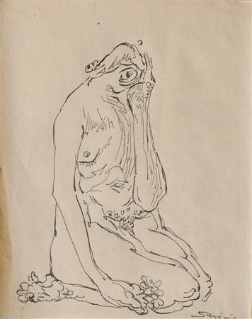 Alberto Savinio (Atene 1891 - Roma 1952) Senza titolo;china su carta, 23,5 x...