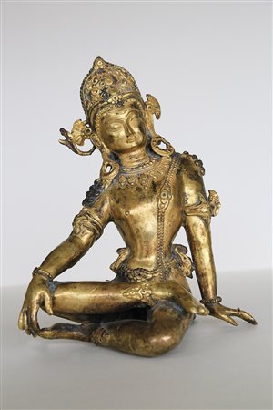 - Indra, Nepal, 2. Hälfte 20. Jh.;Feuervergoldete Bronze, Höhe 24 cm Erworben...