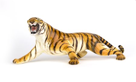 RONZAN - ITALIA Tigre che ruggisce, fine anni ‘60 Scultura in ceramica...