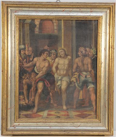 Seguace del Cavalier d'Arpino "Flagellazione di Cristo" olio su tela (cm...