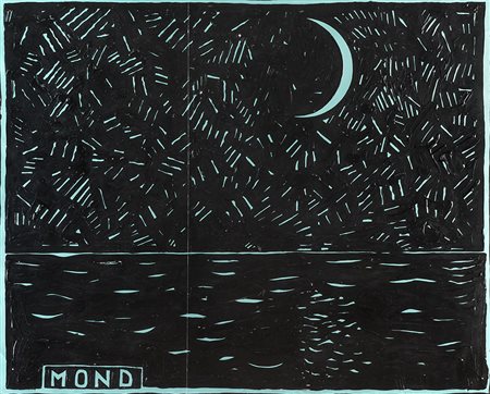 Aldo Mondino (Torino 1938 - 2005)"MOND" 1980tecnica mista su cartoncinocm...