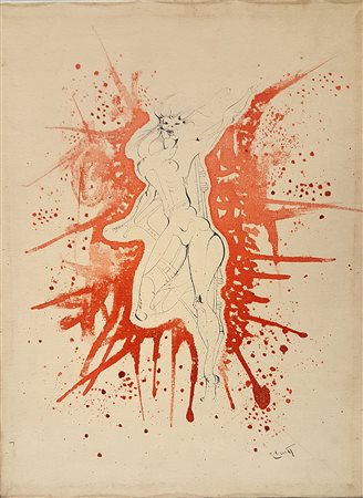 Antonio Cannata, "Figura surrealista", tecnica mista su tela cm 40x30, firma...