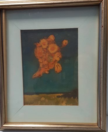 Pippo Pozzi, "Mazzo di fiori", olio su tela cm 18x24, firma in basso a sinistra
