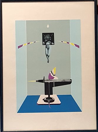 Sergio Sarri, "Tavolo d'analisi", 1984, litografia su carta cm 70x50, nr....