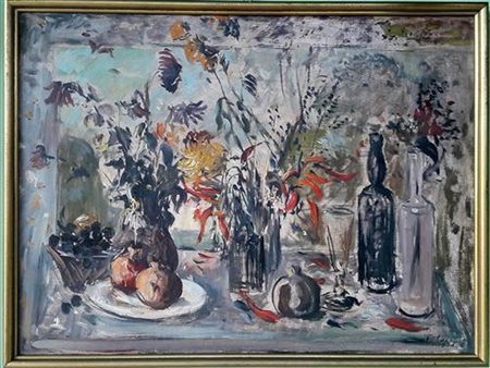 Tito Locchi, "Natura morta", olio su tela cm 60x80, firma in basso a destra