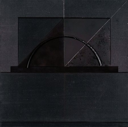 WALTER VALENTINI 1928 Diagonale nera I, 1977 Tecnica mista e collage di legno...